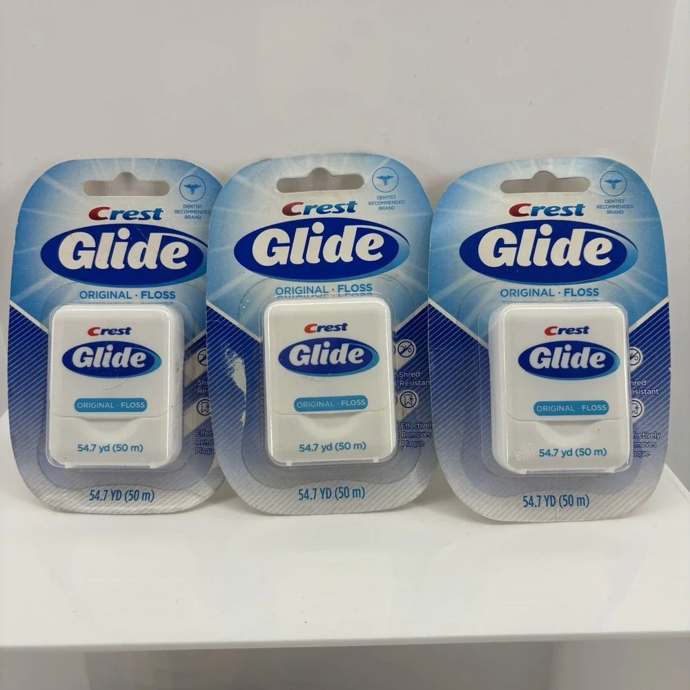 3 Crest Glide Original Dental Floss Sealed 54.7yd Shred Resistant VTG NOS